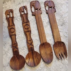 Vintage Elephant MCM Salad Servers 2 Sets